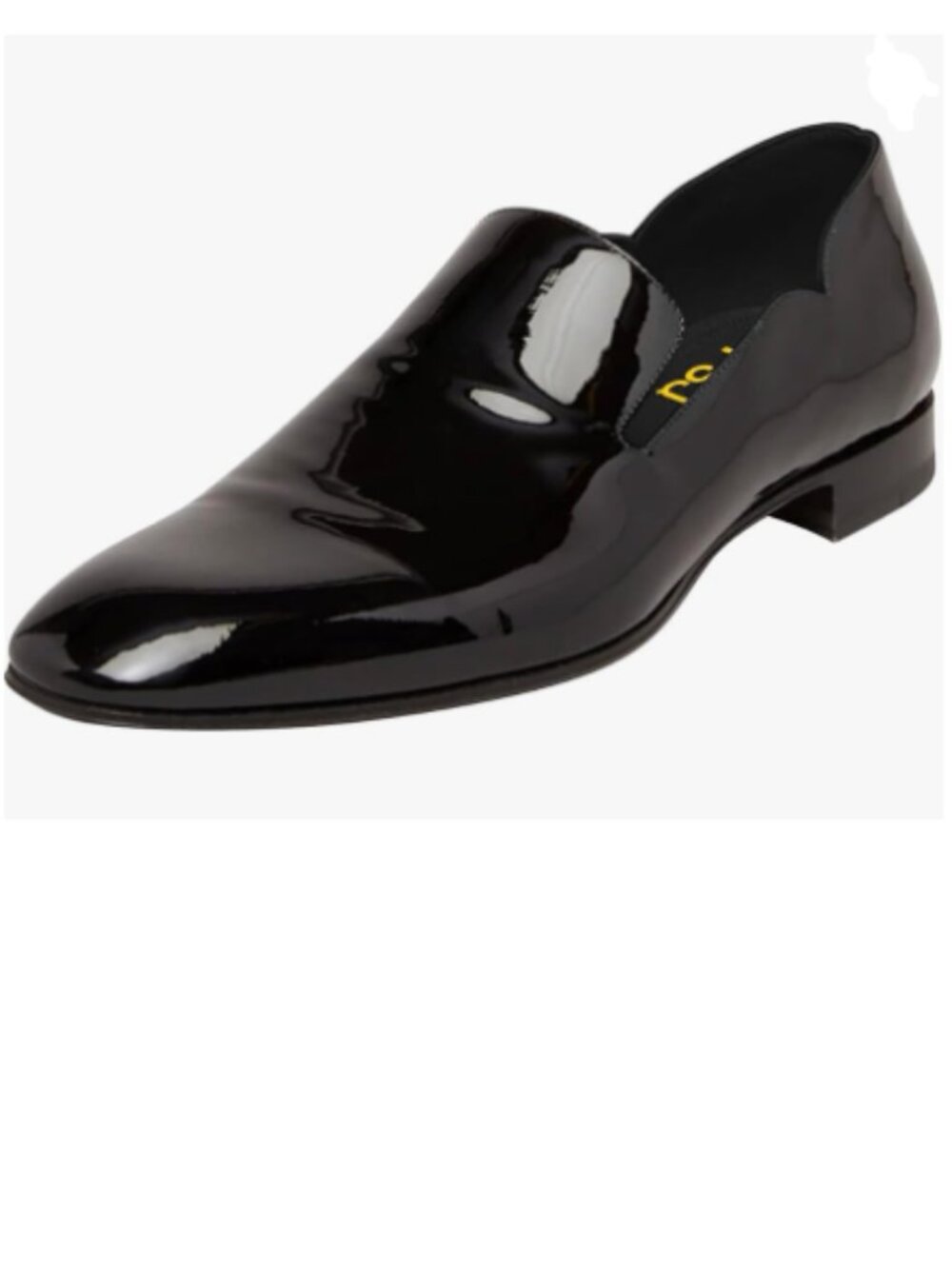 FSJ Men's Shiny Patent Leather Slip-On Loafers Closed Toe Side V-Cut Flats